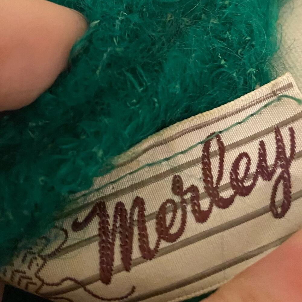 Vintage‎ 60s Merley Eyelash Shag Green Bow Front Midi Dress - Picture 6 of 7